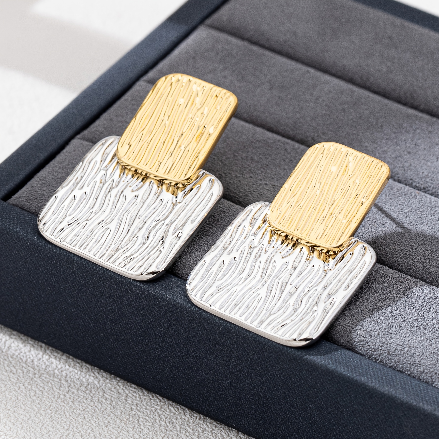 Geometric Square Alloy Earrings - Banquet Wear